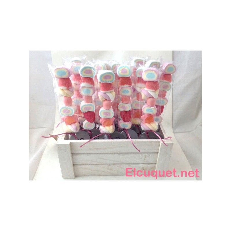 Comprar Brochetas rosa y blancas 20 unidades online - Chuches Baratas