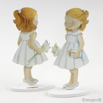 Figura pastel metal niña vestido blanco 16cm